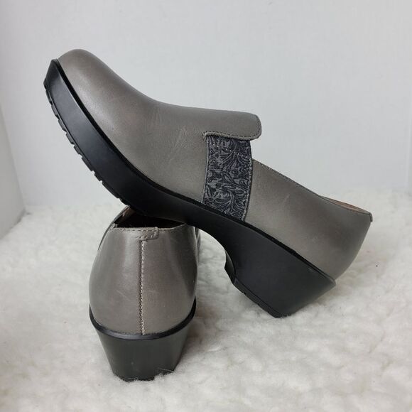 Dansko Jessica Women's Clog Size 6.5 Gray  Leather Slip On Wedge Shoes - Picture 7 of 9